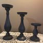 3-Piece Tired Wood Spindle Candle Holder Set - Navy Blue