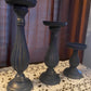 3-Piece Tired Wood Spindle Candle Holder Set - Navy Blue
