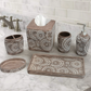 6 Piece Brown Tribal Poly Resin Bathroom Accessory Set - #EH-0410