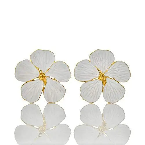 Gold White Napkin Rings Flower design Set of 4 - #EH-0415