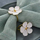 Gold White Napkin Rings Flower design Set of 4 - #EH-0415
