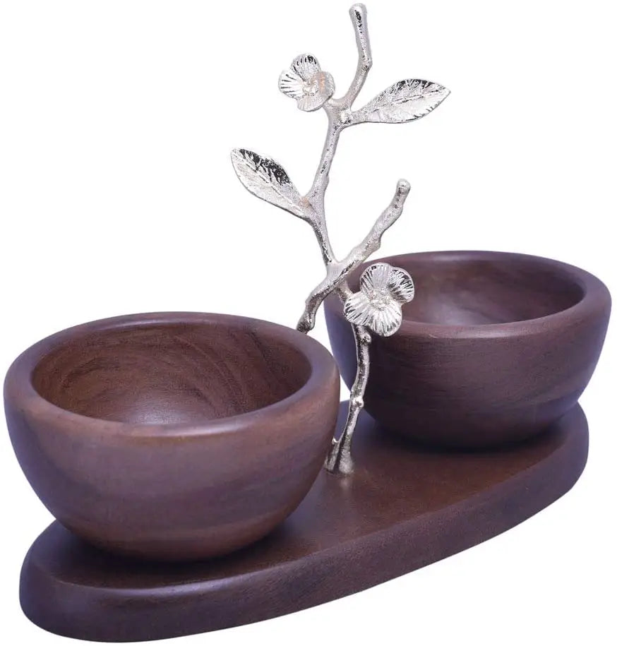 Acacia Wood Two Small Nut Bowls - #EH-0406